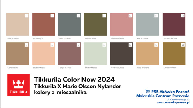 Tikkurila Color Now 2024 - paleta kolorów